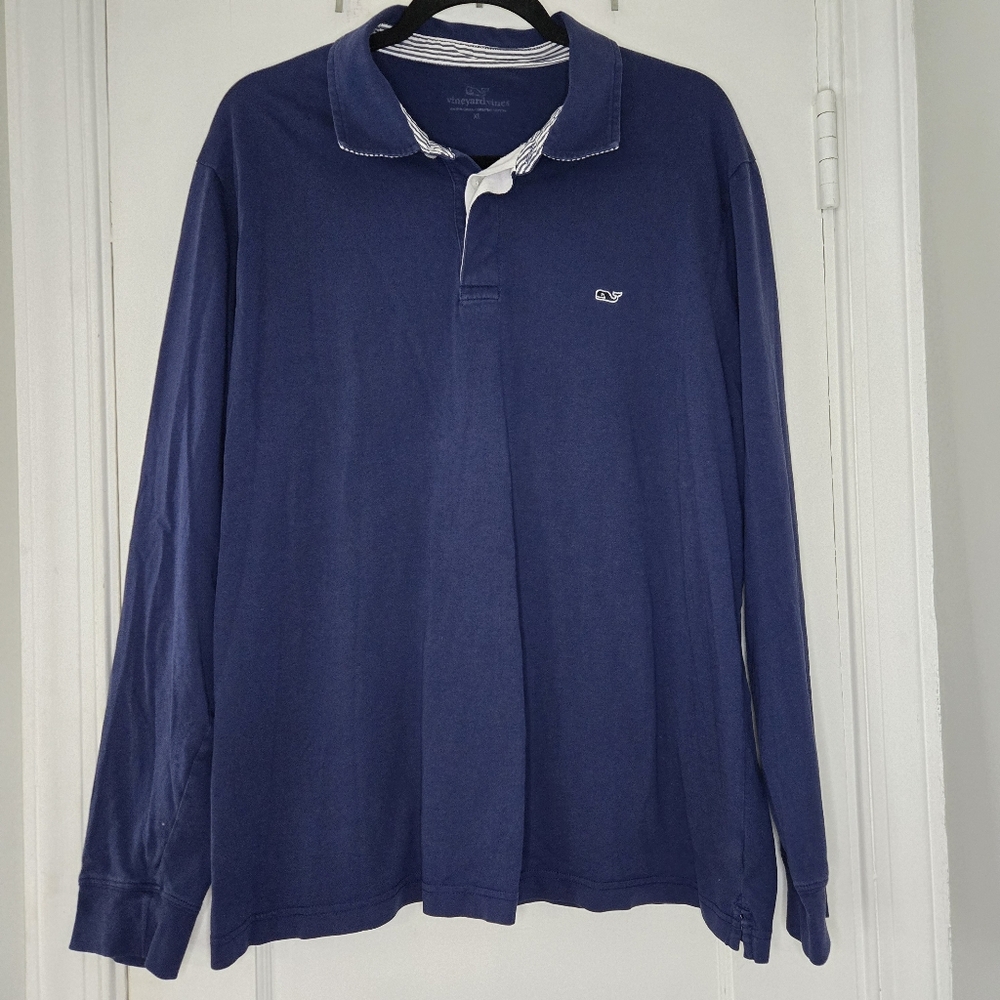 Vineyard Vines Blue Long Sleeve Polo Men's XL